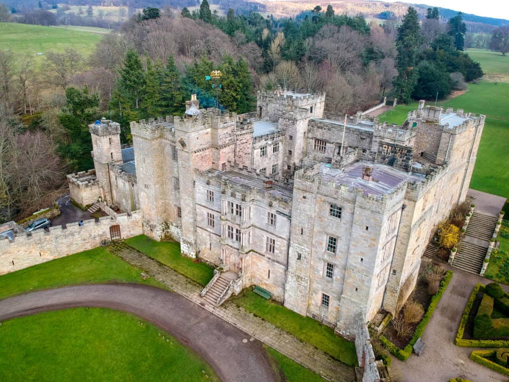 aerial view of Chillingham Castle