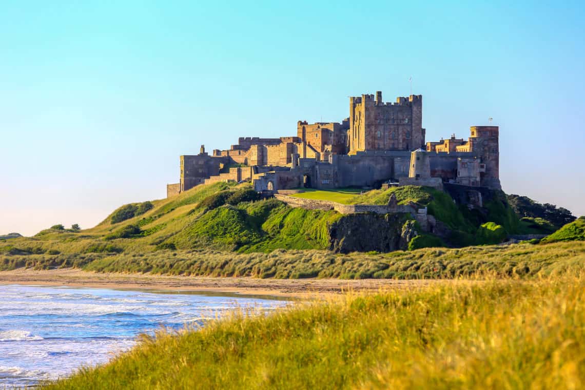 Bamburgh Castle as seen from the sea