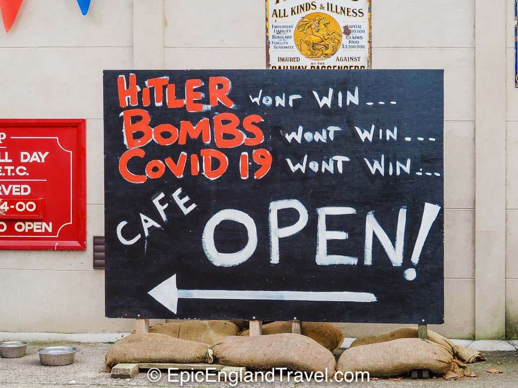 Eden Camp Cafe sign showing opening