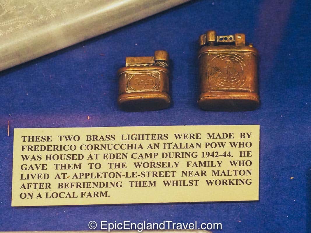 cigarette lighters given as a gift by an Italian POW to a Yorkshire family at Eden Camp Museum