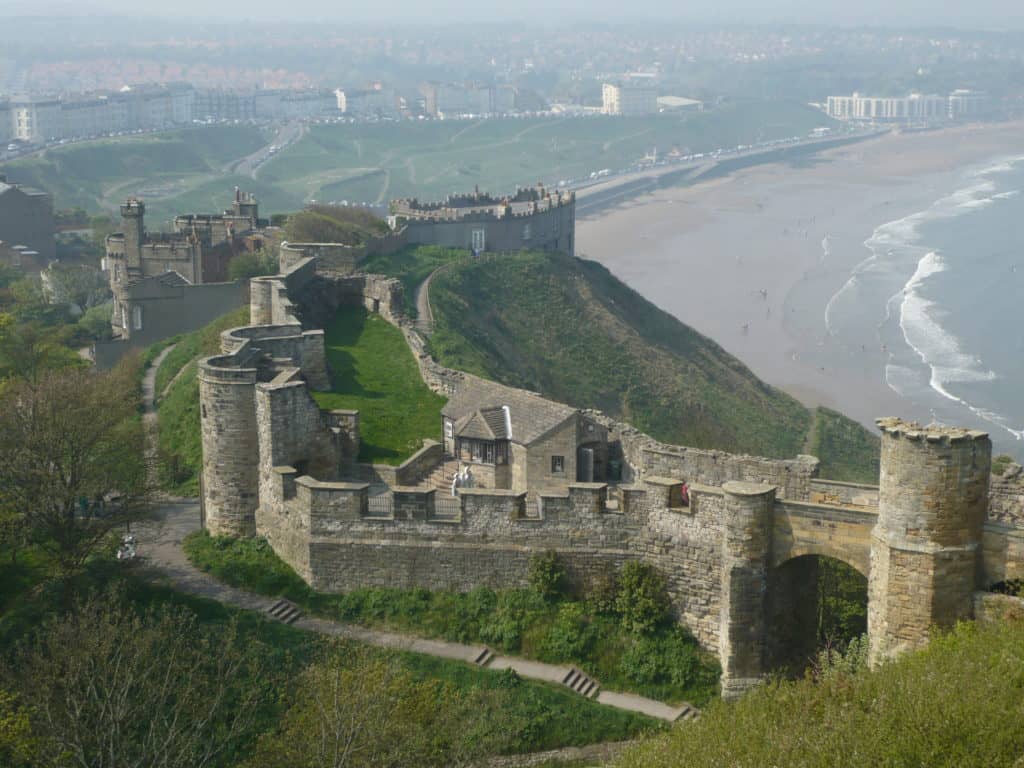 An aerial view of Scarborough Castle