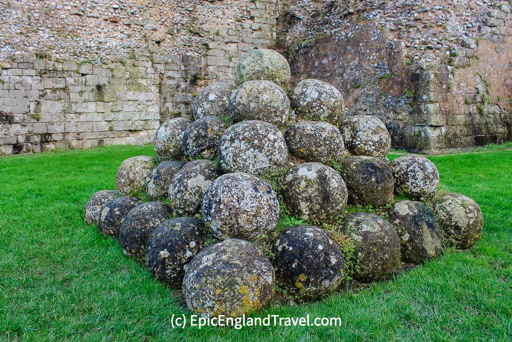 Cannonballs stockpiled at Peveseny Castle East Sussex