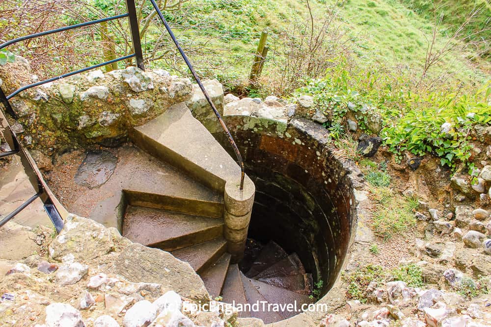 stairs down to a Pevensey Castle dungeon