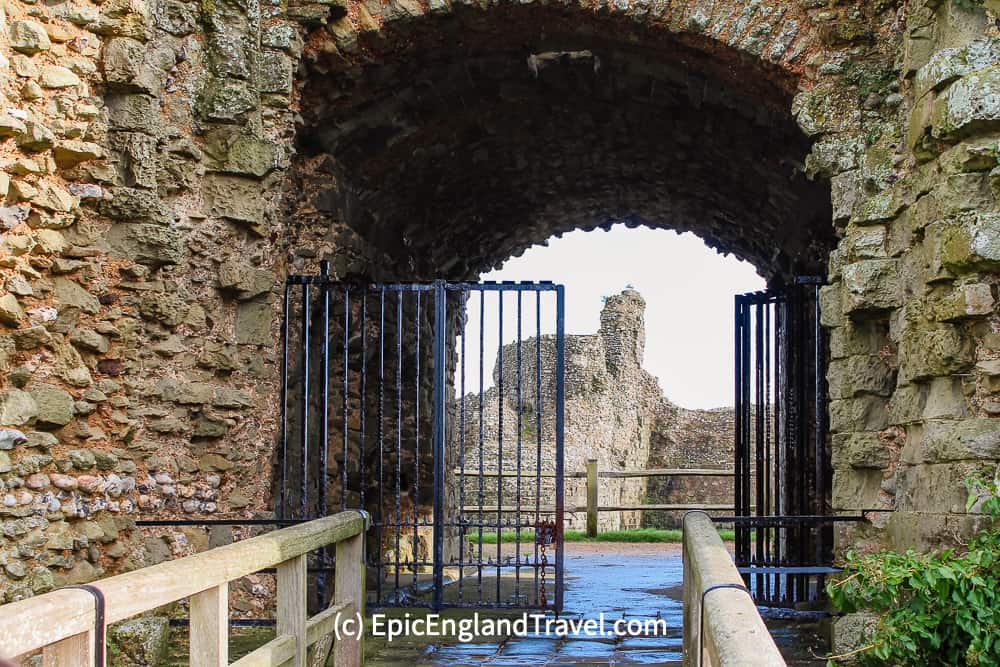 The entrance to Pevensey Castle