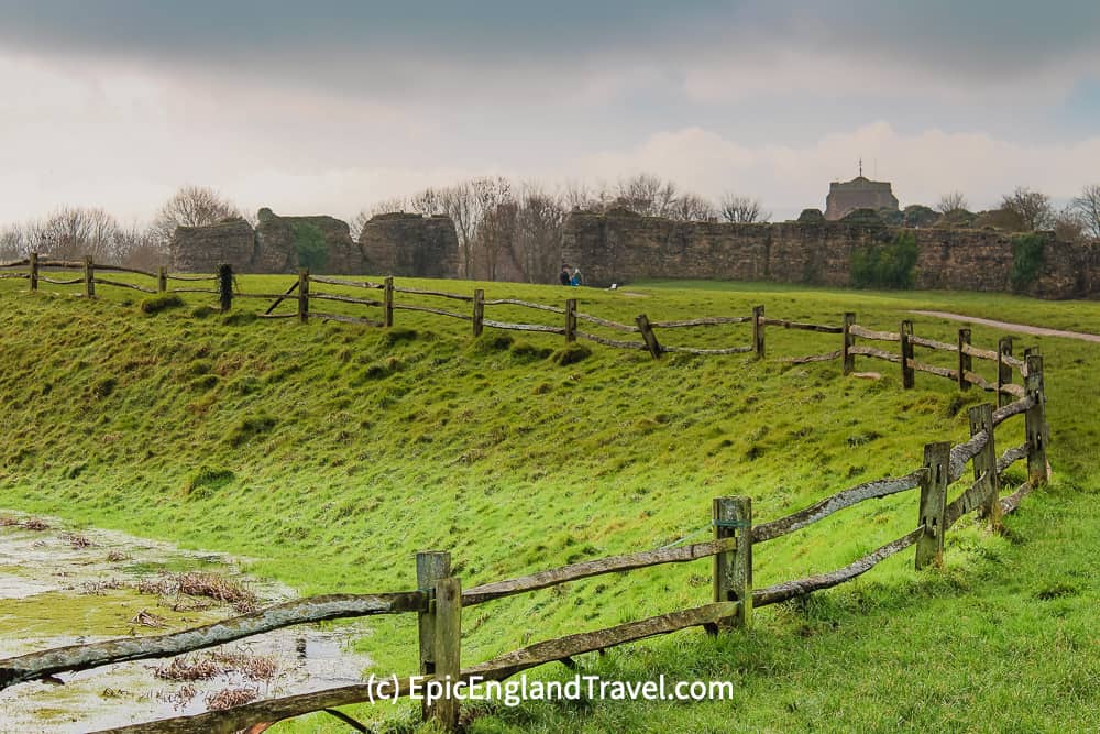 Remains of the Roman fort still in existence at Pevensey Castle